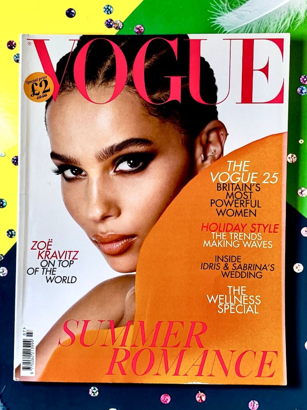 UK VOGUE Magazine July 2019  ZOE KRAVITZ Cover Idris Elba